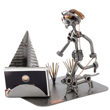 JOGGERIN MIT HUND MIT VISITENKARTEN-HALTER